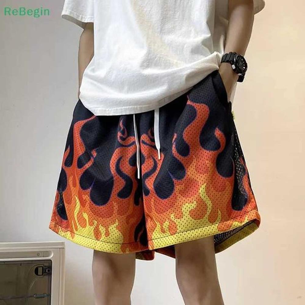 Men's Shorts The trend of basketball training in the United States with one-third long pants double-layer large mesh sports casual shor