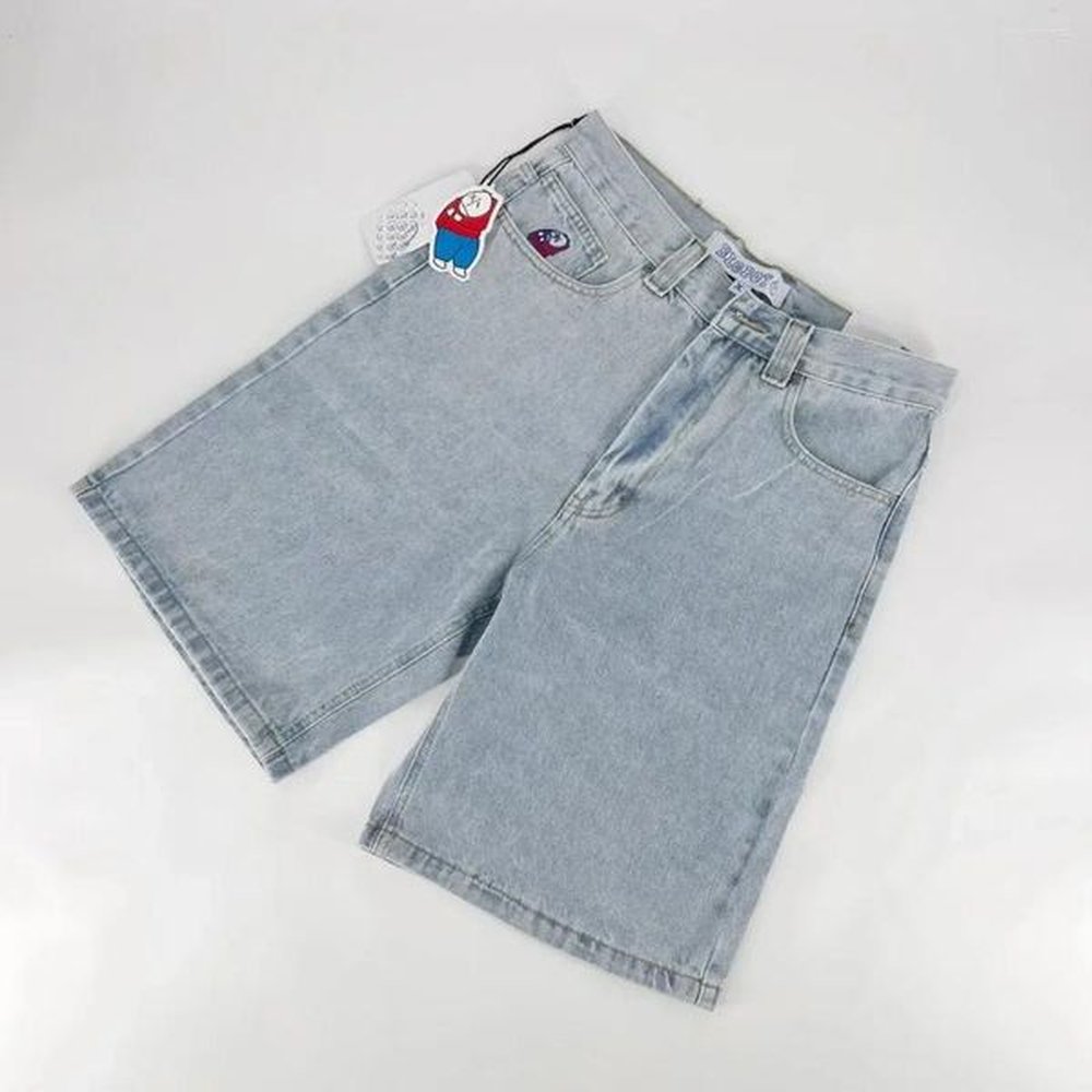 Mens Shorts Y2k Big Boy Hip Hop Cartoon Graphic Streetwear Denim Embroidery Baggy Jorts Harajuku Gym Basketball