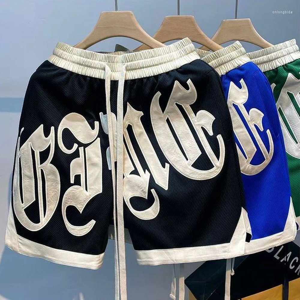 Men's Shorts Y2K Mens Korean Streetwear Breeches Letter Embroidery Harajuku Short Pants Gym Grunge Sweatpants Sport Bermudas Clothes