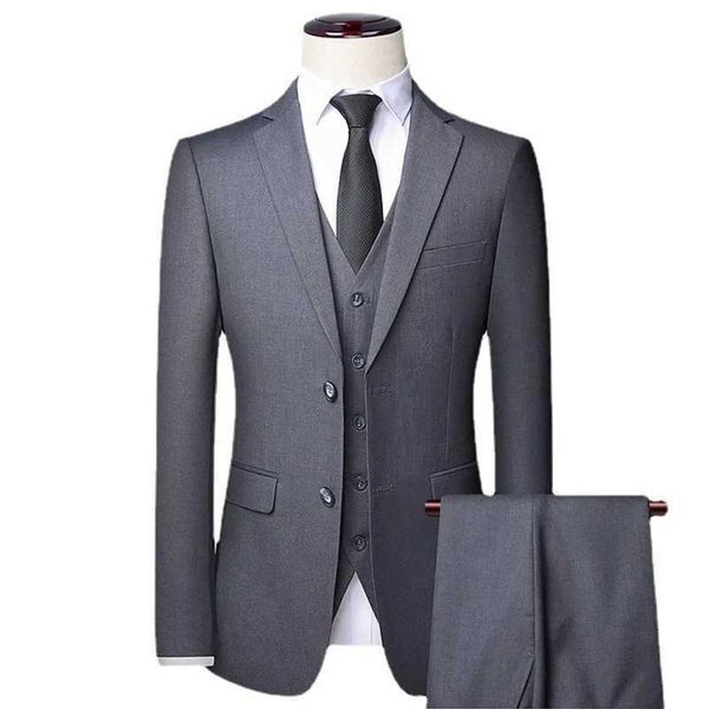Mens Simple Business Elegant Fashion Job Interview Gentleman Set Ultra Thin 3-Piece Set M240828