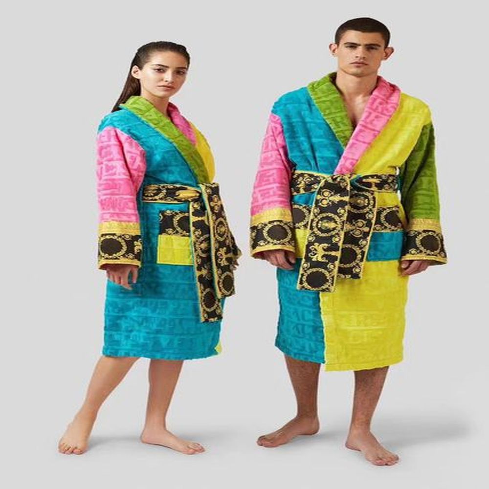 Men's Sleepwear Shawl Collar Cotton Soft Fluffy Sleepwear Designer Brand Luxury Vintage Bathrobe Pajamas Unisex Lovers Dressing Gown Ni