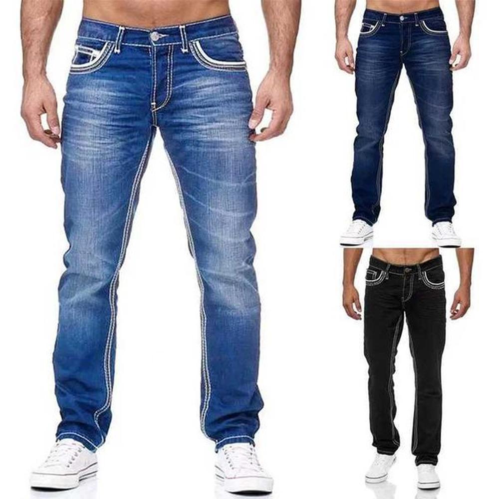 Mens straight jeans no hole jeans spring and summer boyfriend jeans street jeans loose casual designer long jeans Trouser M241207