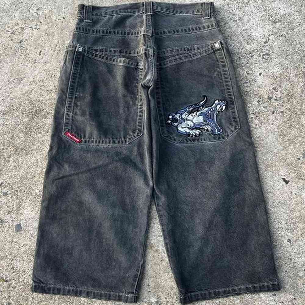 Men's Streetwear JNCO Y2k Hip Hop Cartoon Graphic Print Vintage Baggy Jeans Black Pants Men Women High Waist Wide Leg Trousers 230829