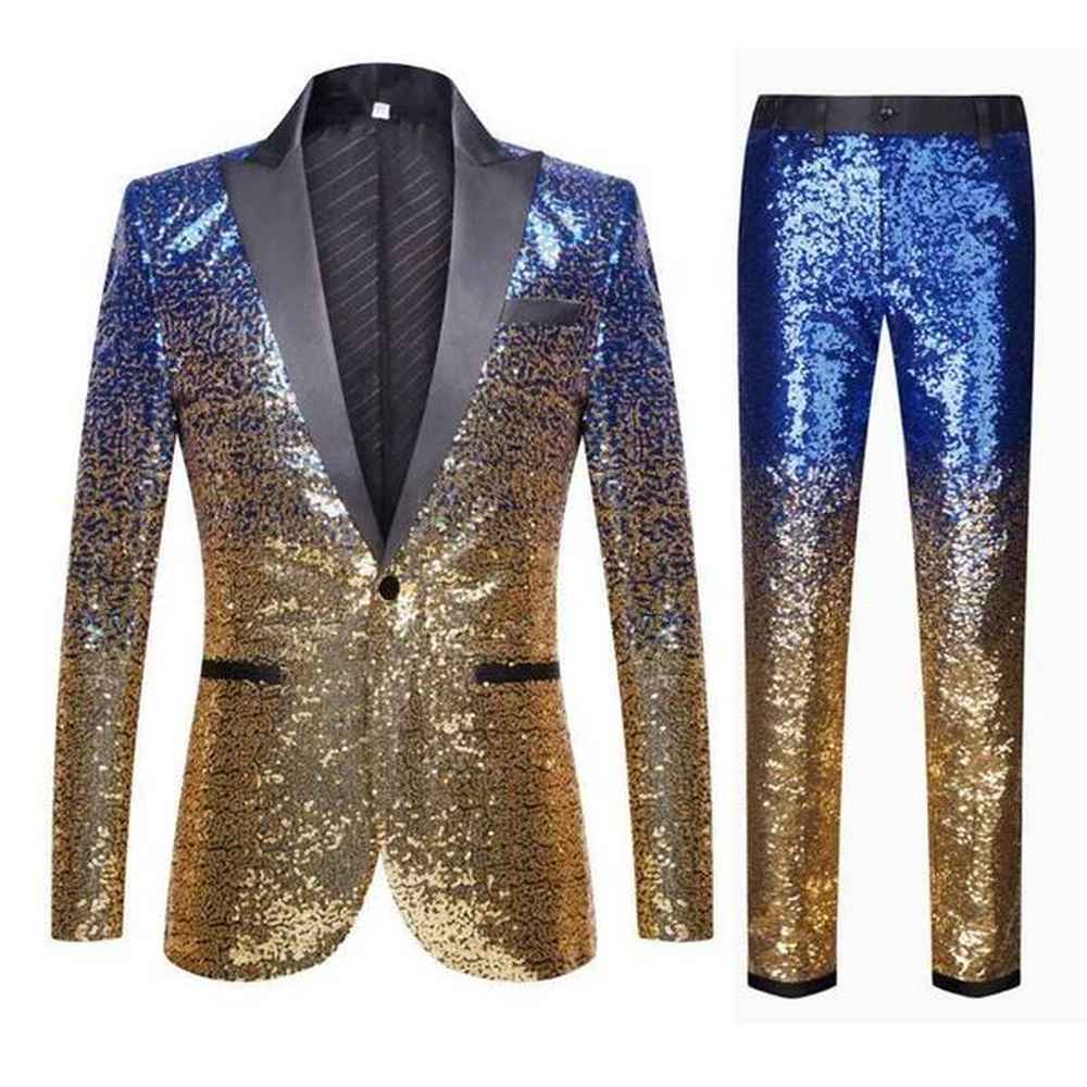Men's Suits Blazers High Quality (Blazer + Trousers) Mens Fashion Elegant Casual Wedding Groomsmen Banquet Dance Party Sequin Comes 2 P