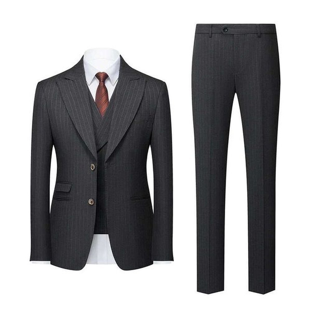 Men's Suits Blazers High-quality New Mens Stripes (suit + Vest + Trousers) British Suit Fashion Apply for Slim-fit Business Marriage 3-