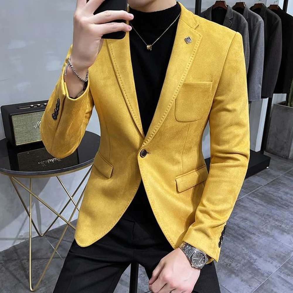 Men's Suits Blazers Hombre Suit Leather Jacket Men Terno Masculino Men Clothing Deerskin Leather Jacket Blazer Men Casual Slim Blazer 6