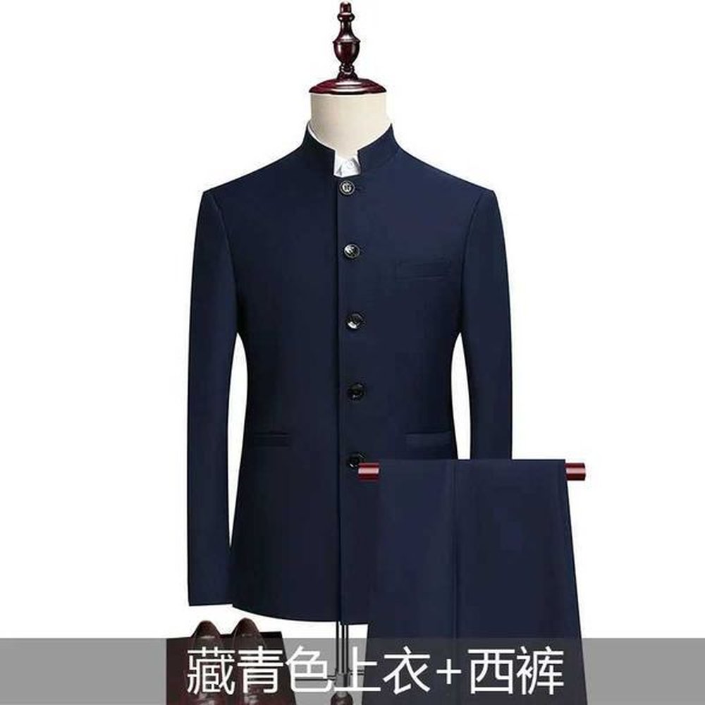 Men's Suits Blazers Suit (Blazer+ Pants) Mens Fashion Gentleman Business Outdoor Standing Collar Gentleman Wedding Work Slim Casual MAO