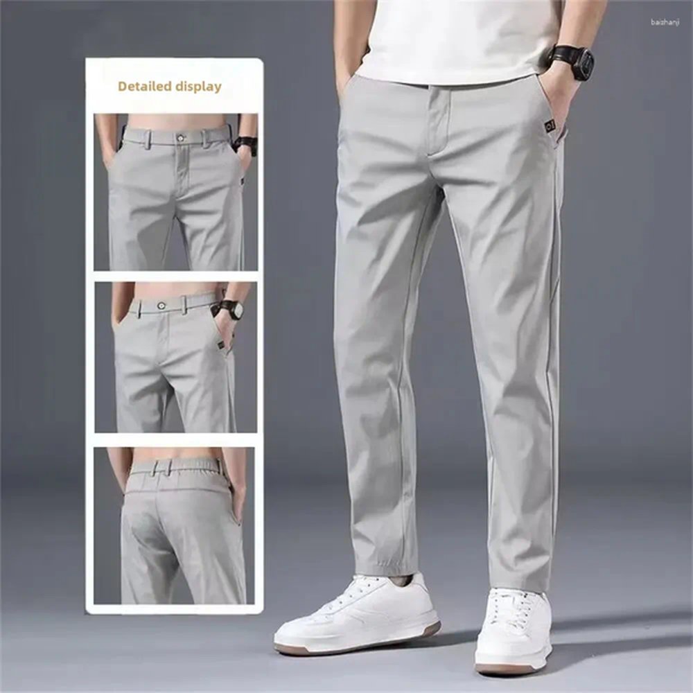 Mens Suits Casual Ice Silk Suit Pants Summer Thin Youth Versatile Plus Sizes Smooths Your Silhouette Straight-leg Long