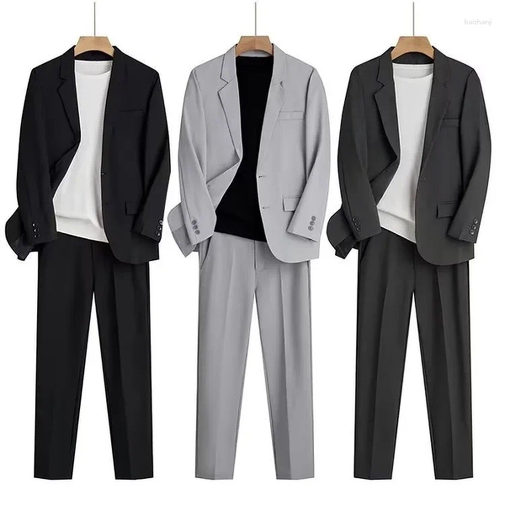 Mens Suits Spring Summer Thin Loose-fit Western-style Suit Business Casual Trendy Vest Jacket Fashionable Clothing