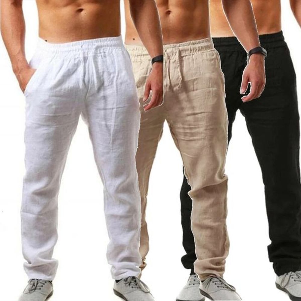 Men's Summer Male Breathable Trousers Sweatpants Solid Color en Pants Jogging Fiess Streetwear