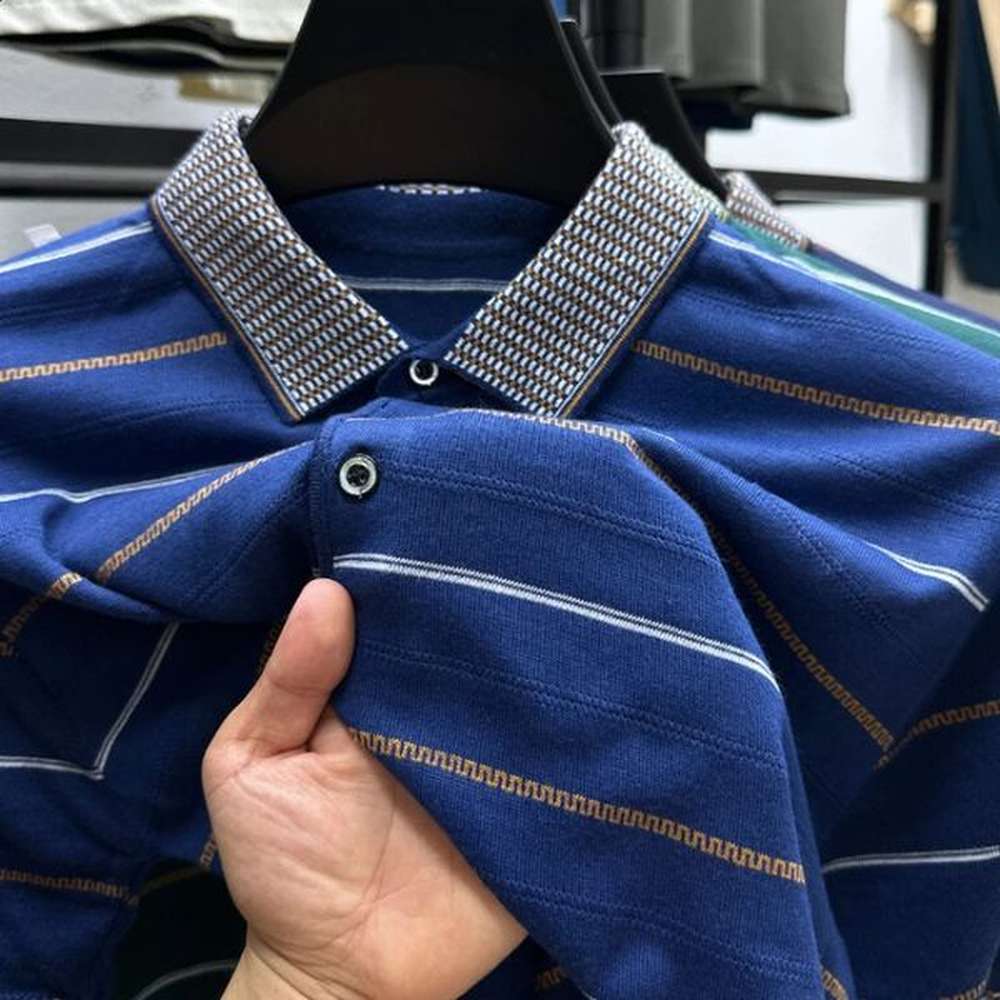 2024 Mens Summer Striped Short Sleeved POLO Shirt Fashionable and Casual Short Sleeved T-shirt 240816