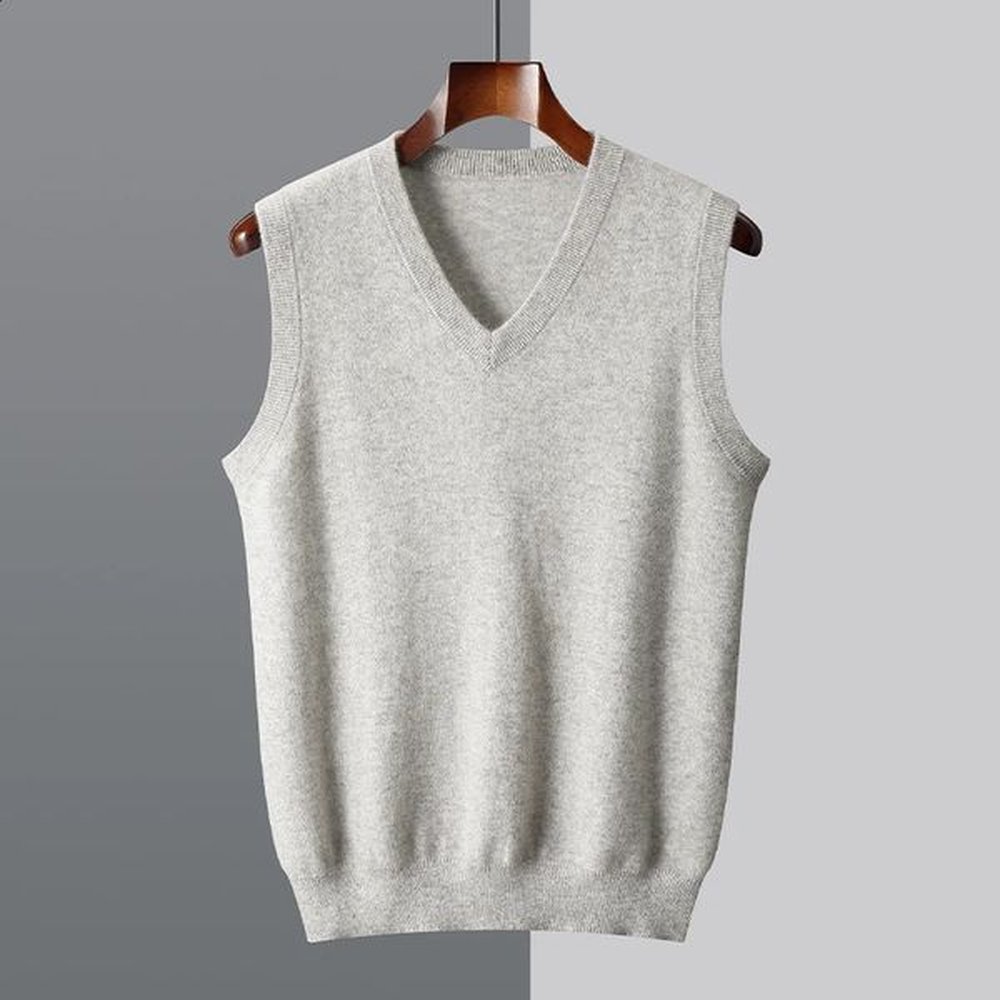 Mens Sweater Vest 100% Merino Wool camisole Spring Autumn Style V-Neck Knitted Pullover Vest Casual Solid Color Menswear 250206