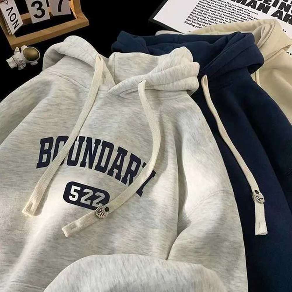 Men's Sweaters American autumn and winter men and women trendy personalized letter printed hooded sweatshirt for couples loose casual H