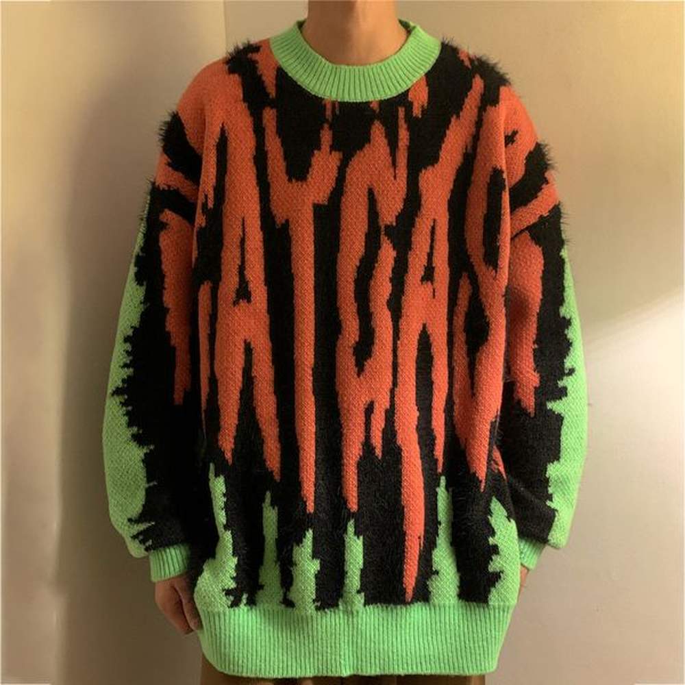 Men's Sweaters Antarctic Veet Ferret Threedimensional Jacquard Knitwears Stripe Tassels Sweater Unisex Oversized Round Neck Pullover Kn