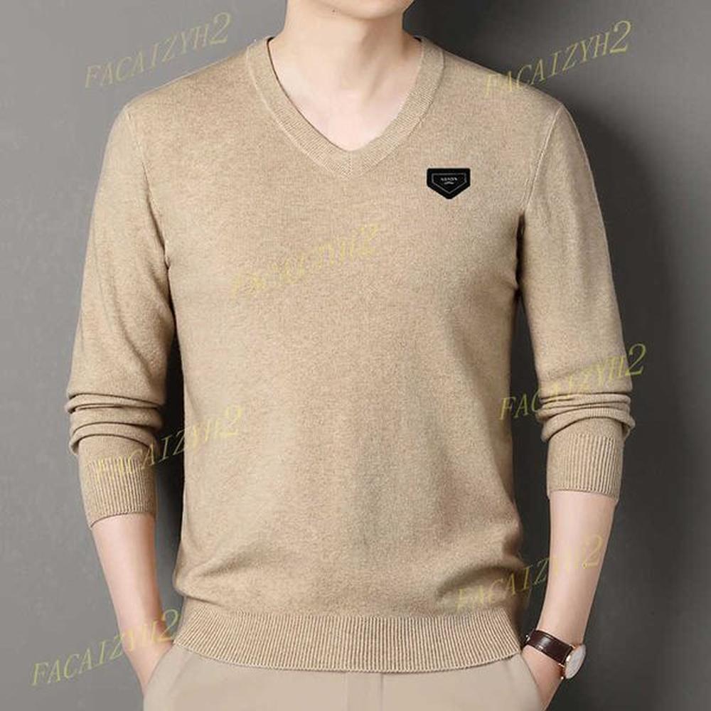 Men's Sweaters Designer Knitted Shirt Mens autumn and winter new V-neck sweater wool sweater thin style versatile long sleeved base kni