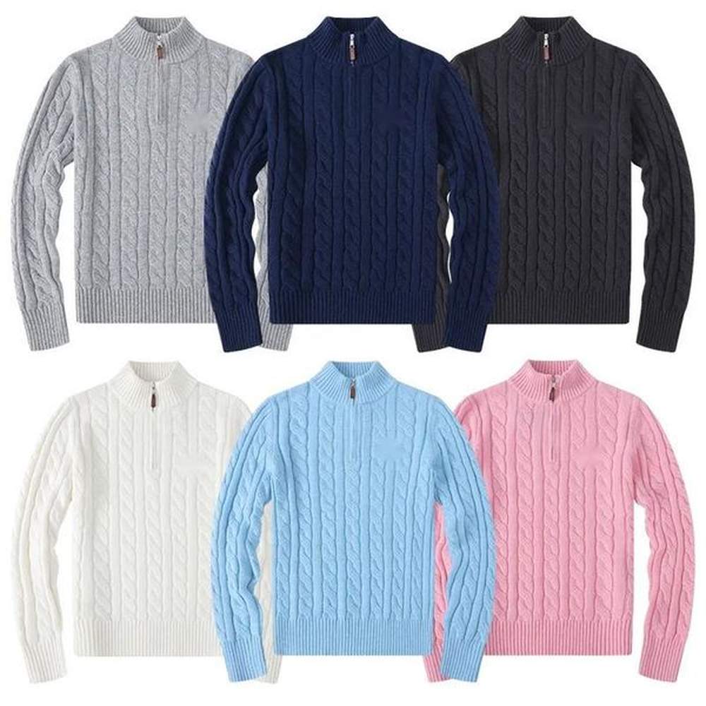 Men's Sweaters Fleece Half Zipper Knitted Pullover Hooded Sweater Men Sweater Slim Fit Knitted Jumper Horse Warm Top Asian Size