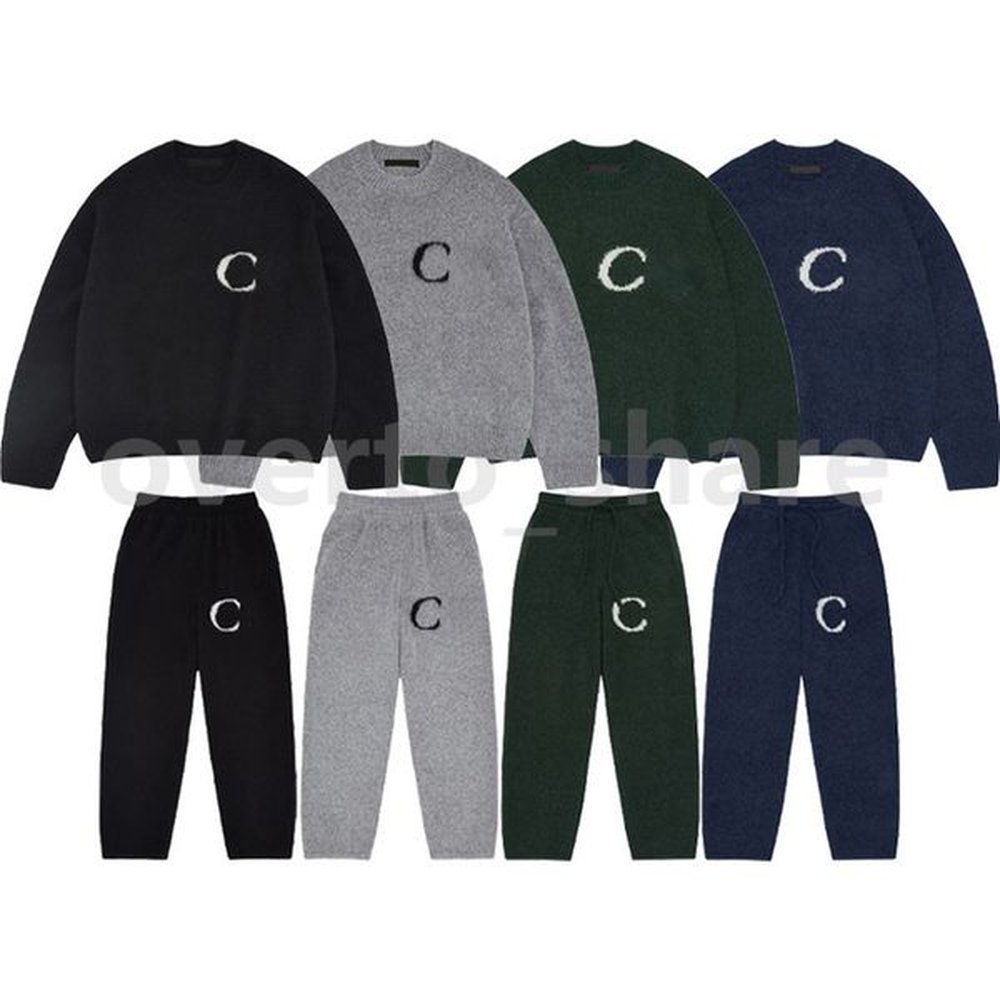 Mens Sweaters Letter Jacquard Jumper Oversize Sweatshirts Men Women High Quality O-Neck Knit Sweater Jogger