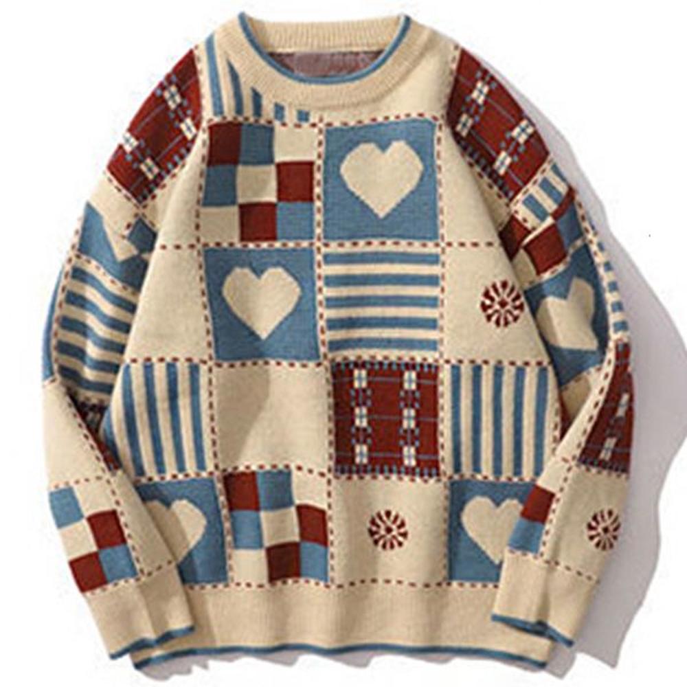 Men's Sweaters Love Knitted Sweater Mens Hip Hop Streetwear Harajuku Retro Japanese Style Vintage Sweater Autumn Women Knitwears Pullov