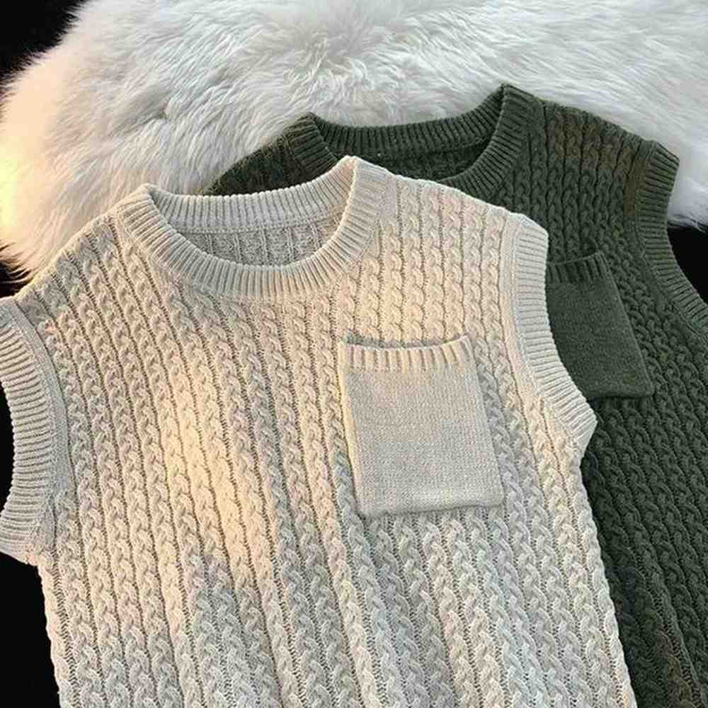 Men's Sweaters Mens sweater vest vintage pre knitted vest top anti pilling winter sweater vest loose warm casual mens vest Q241116