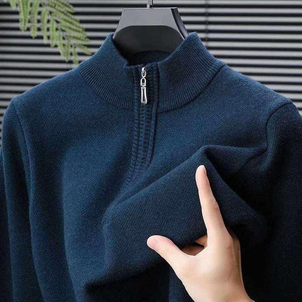 Men's Sweaters New Sweatwear Mens Turtlenecks Sweaters Knit Pullovers Solid Color Long Sleeved Sweater Male Oversize Zipper Basic Coats