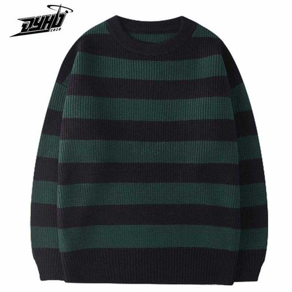Men's Sweaters Vintage Knitted Sweater Men Women Harajuku Casual Cotton Pullover Tate Langdon Sweater Same Style Green Striped Tops Aut