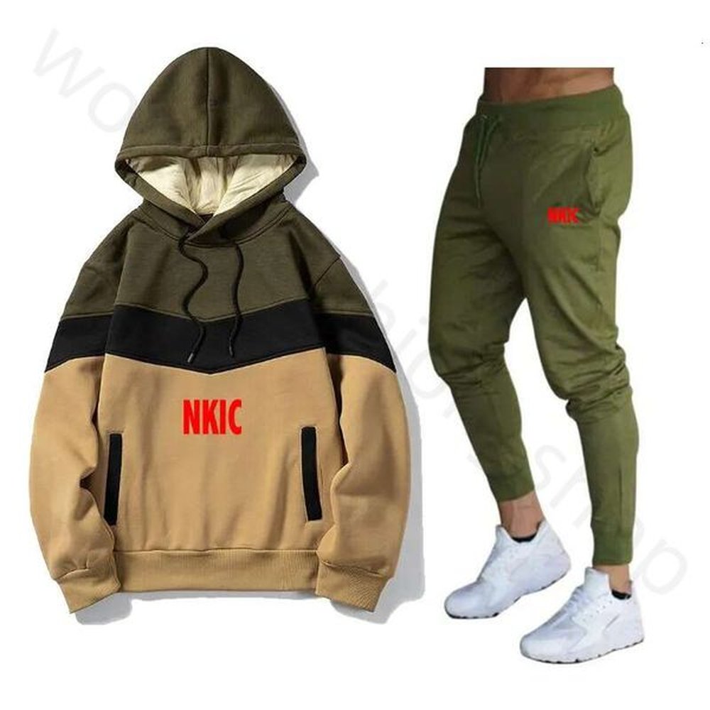 Men's Sweatshirt Set New Hoodies+Sweatpants Tracksuit Outfits Jogger Brand Print Sport Suit Male Pullover Streetwear Cloth 848