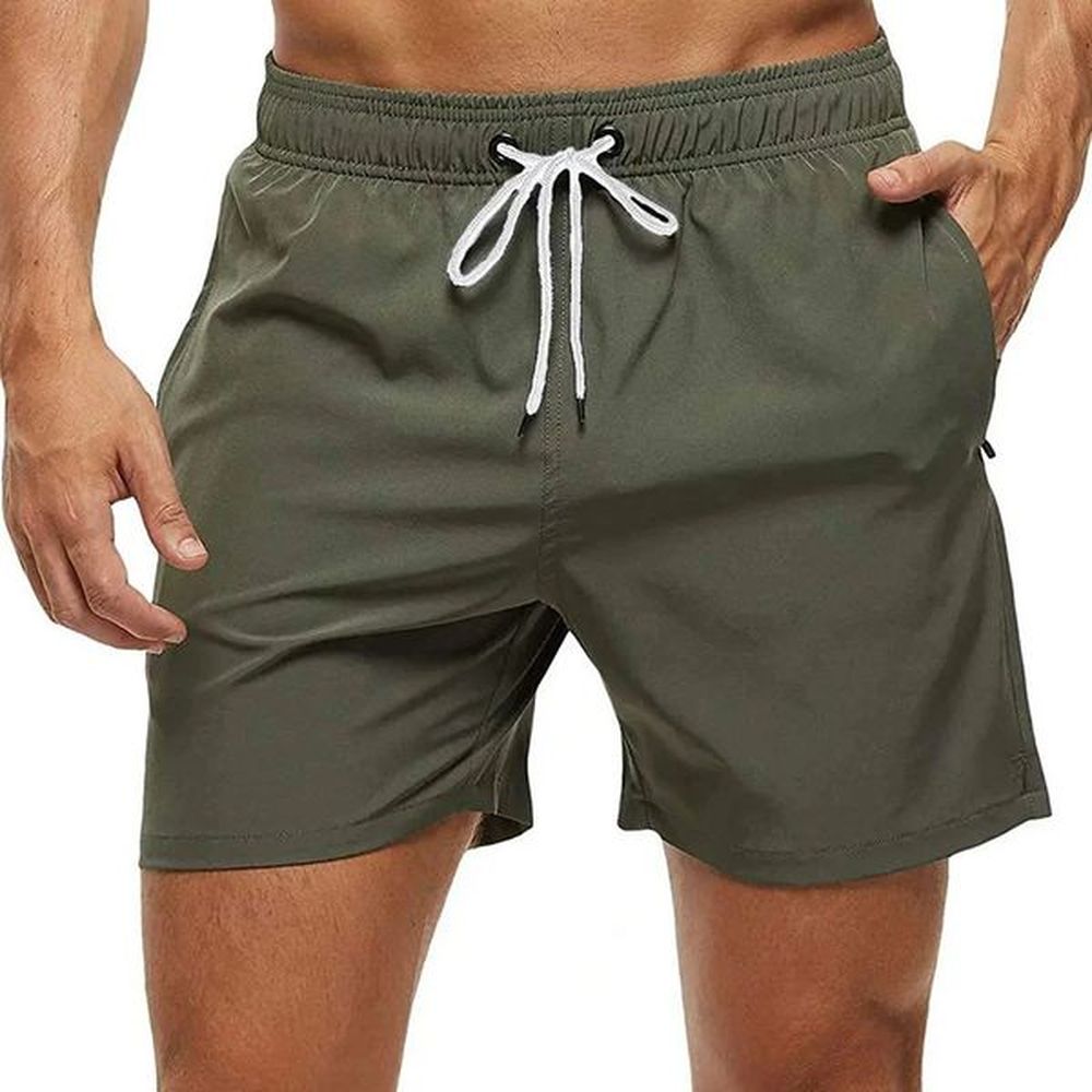 Mens Swim Trunks Beach Shorts Drawstring with Mesh Lining Elastic Waist Plain Breathable Soft Casual Daily Streetwear 250208