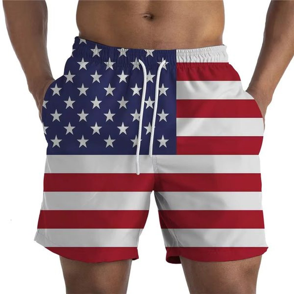 Men's Swimwear American Flag 3D Printed Surfing Board Short Kids Beach Shorts Men Trunks Mascua Swimsuit Sports Briefs