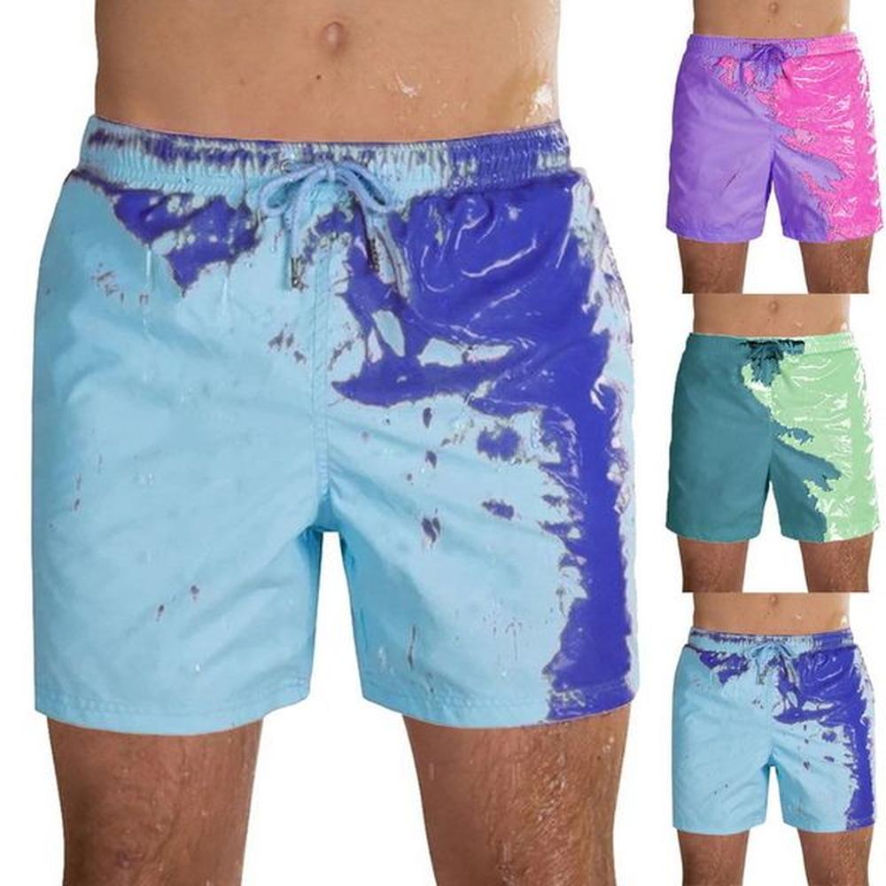 Mens Swimwear Magical Change Color Beach Shorts Summer Men Swimming Trunks Swimsuit Quick Dry bathing shorts Pant Drop 230630