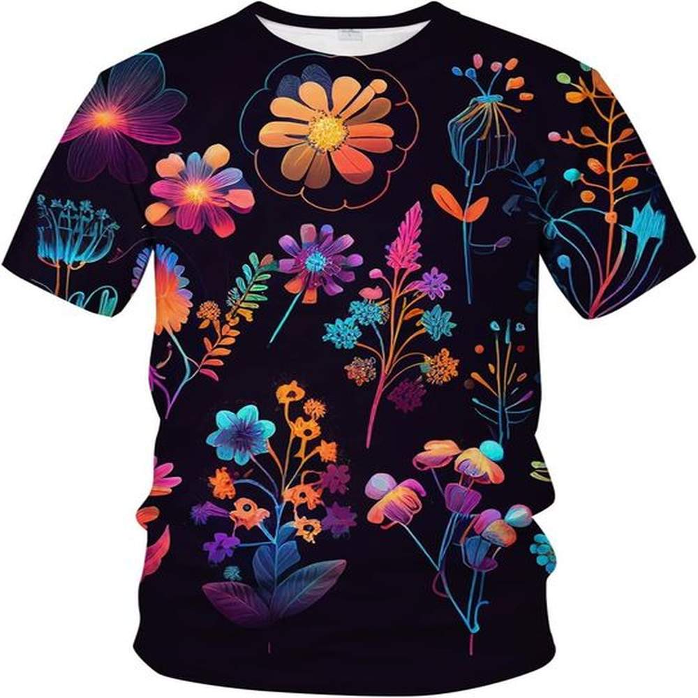 Mens T shirt Floral Shirts for Men Short Sleeve Novelty Funny Mushroom Tee Shirt tee Casual tops summer clothes Fashionable and breathable