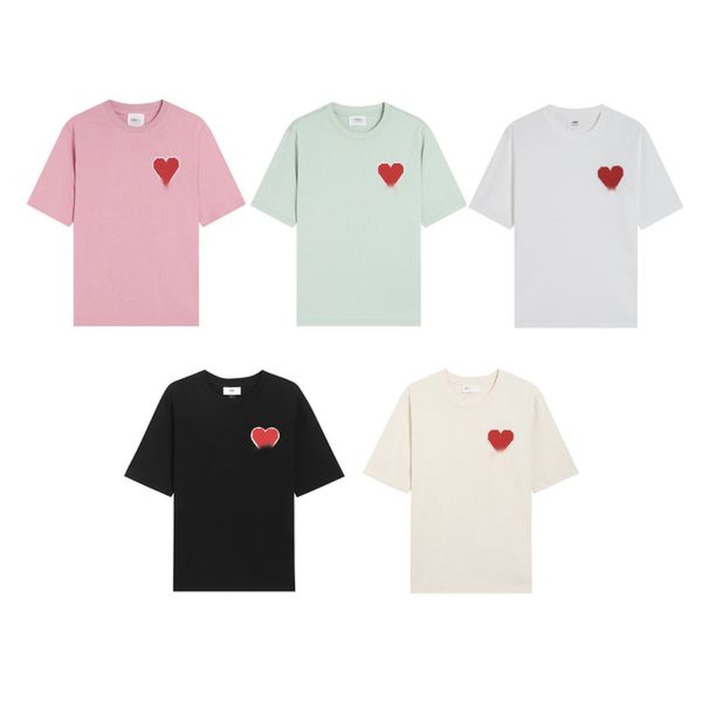 mens t shirt paris tee Loose designer t shirts classic heart embroidered short sleeve womens shirt