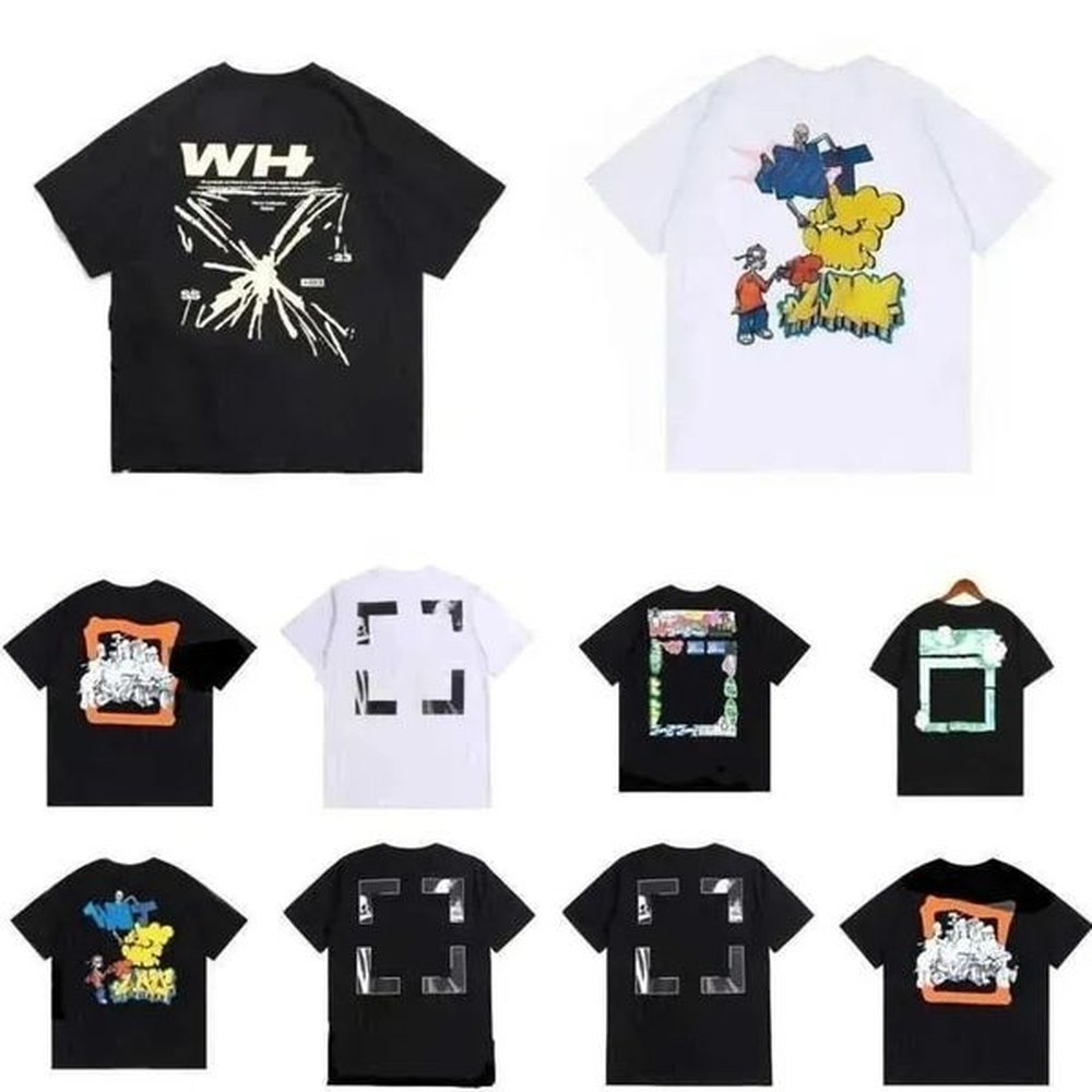 Mens T shirts designer tshirt Luxury offesss Letter Print Clothing White Shirts Women Loose Short Sleeve Tees Man Casual Cotton Shirt Sweats