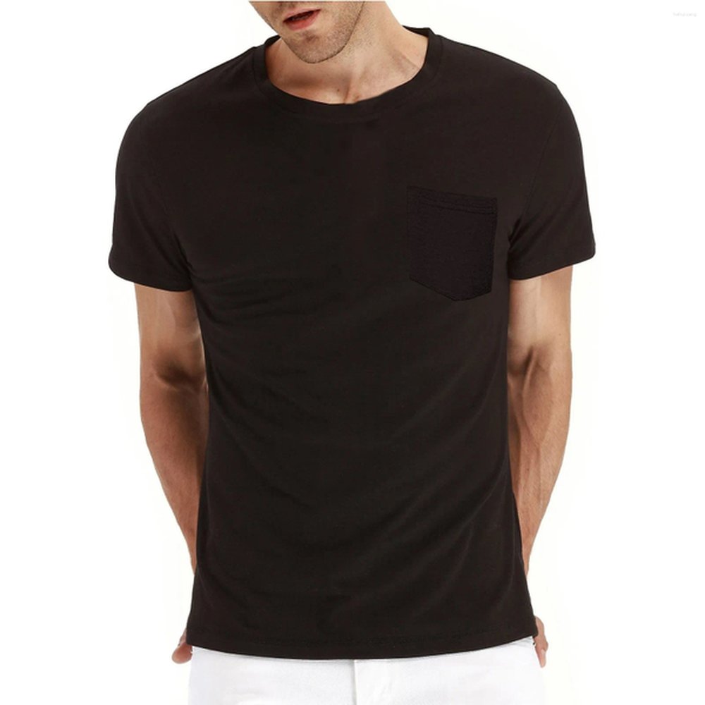Men's T Shirts Men T-shirt Fashion Solid Color Casual Short Sleeve Pocket Tshirts Summer Beathable Tee Male Tops Clothing Comfortable f