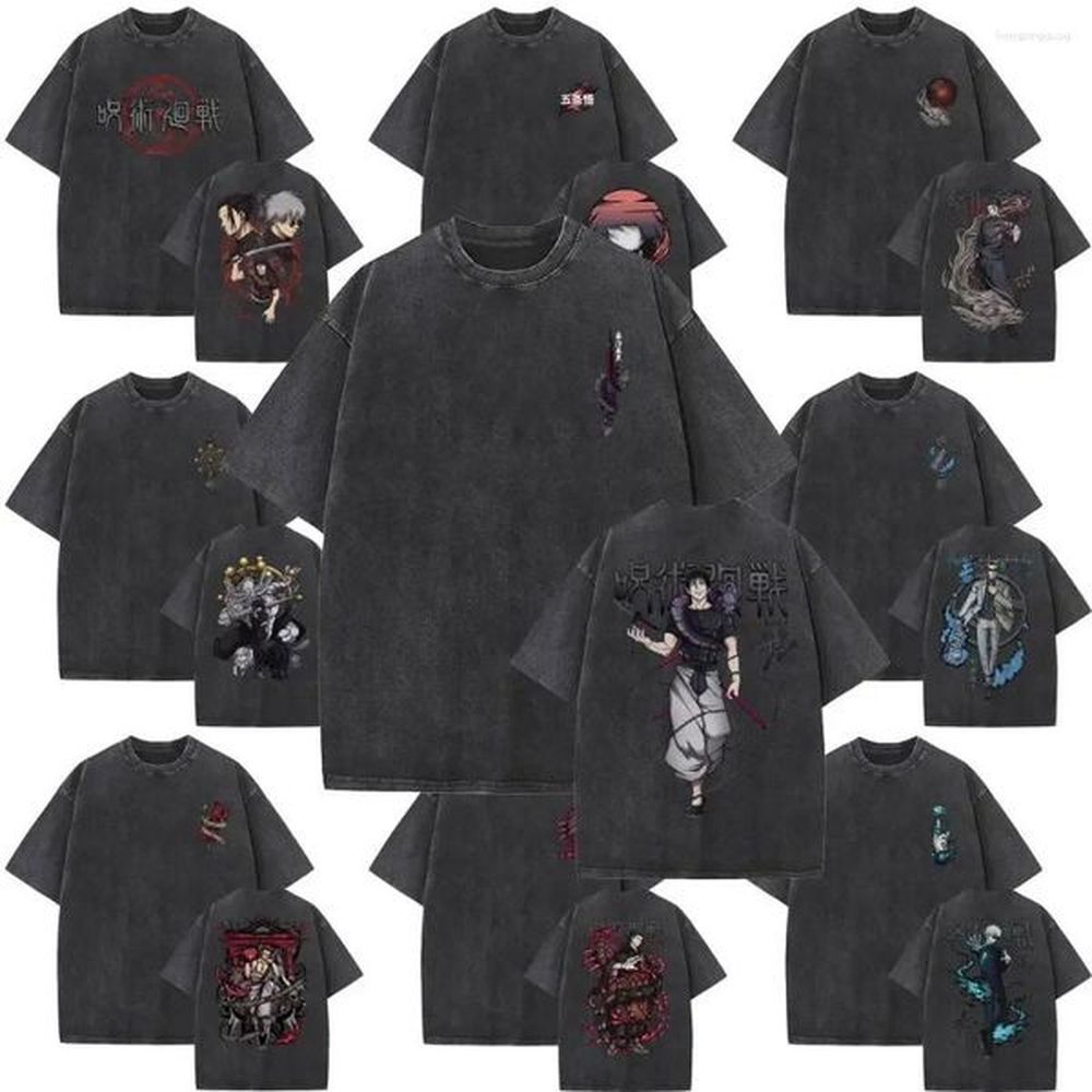 Mens T Shirts Washed Vintage Men Women Anime Jujutsu Kaisen Fushiguro Toji Graphic Print T-shirts Manga Casual Tshirt Male Loose Shirt