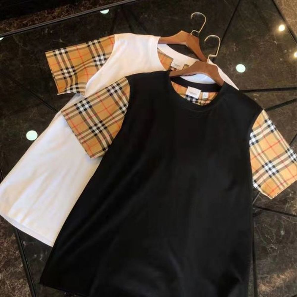 Men's Tees Polos T-Shirt Designer Luxury plaid patchwork round neck loose top for women's solid cotton casual wear Clothing Appare