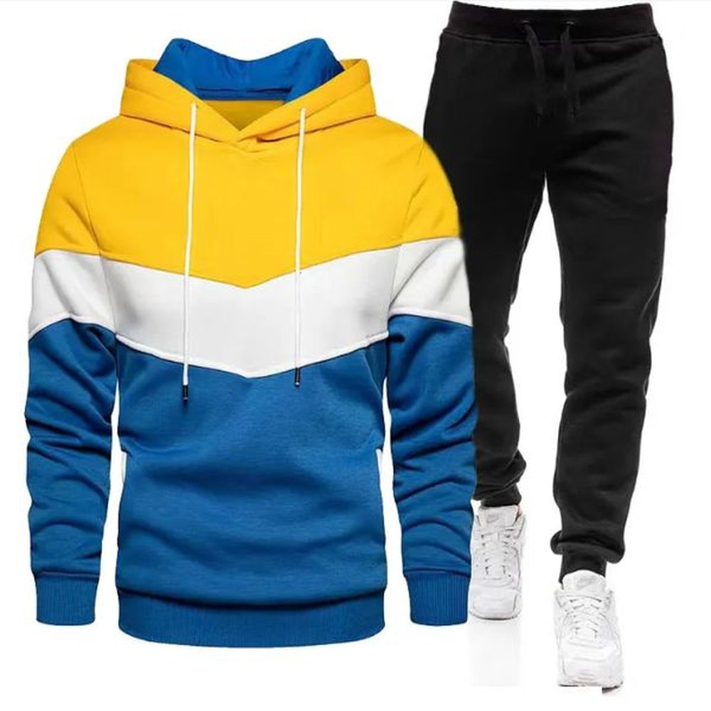 Mens Tracksuit Casual Jogging Suit Outdoor Set Hoodies Black Sweatpant 2pcs Fashion Warm contrasting colors Sportswear