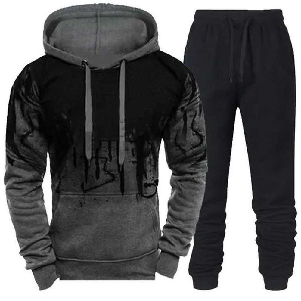Men's Tracksuits Autumn and winter trend tracking clothing mens camouflage hooded sweatshirt+pants 2-piece set sportswear wearing 3D in