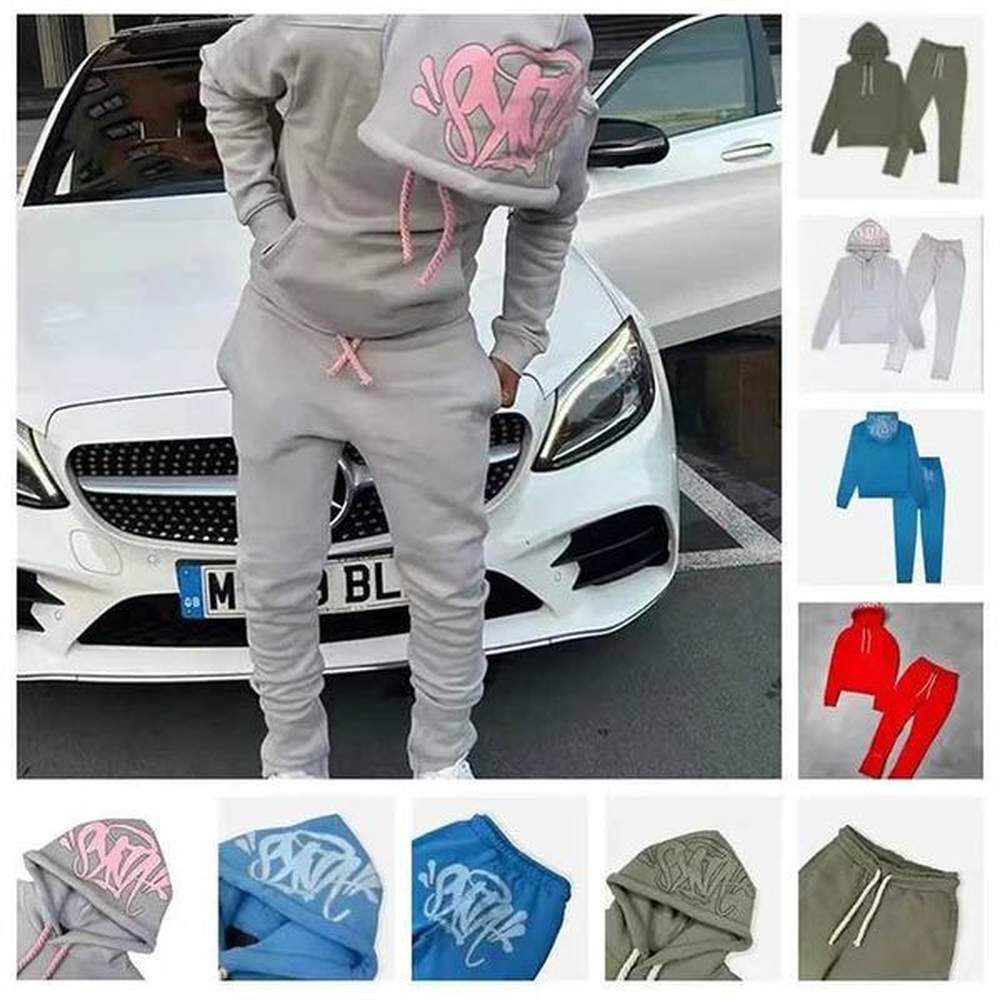 Men's Tracksuits clothing T-shirt mens oversized printed retro black hoodie womens two-piece set H250102