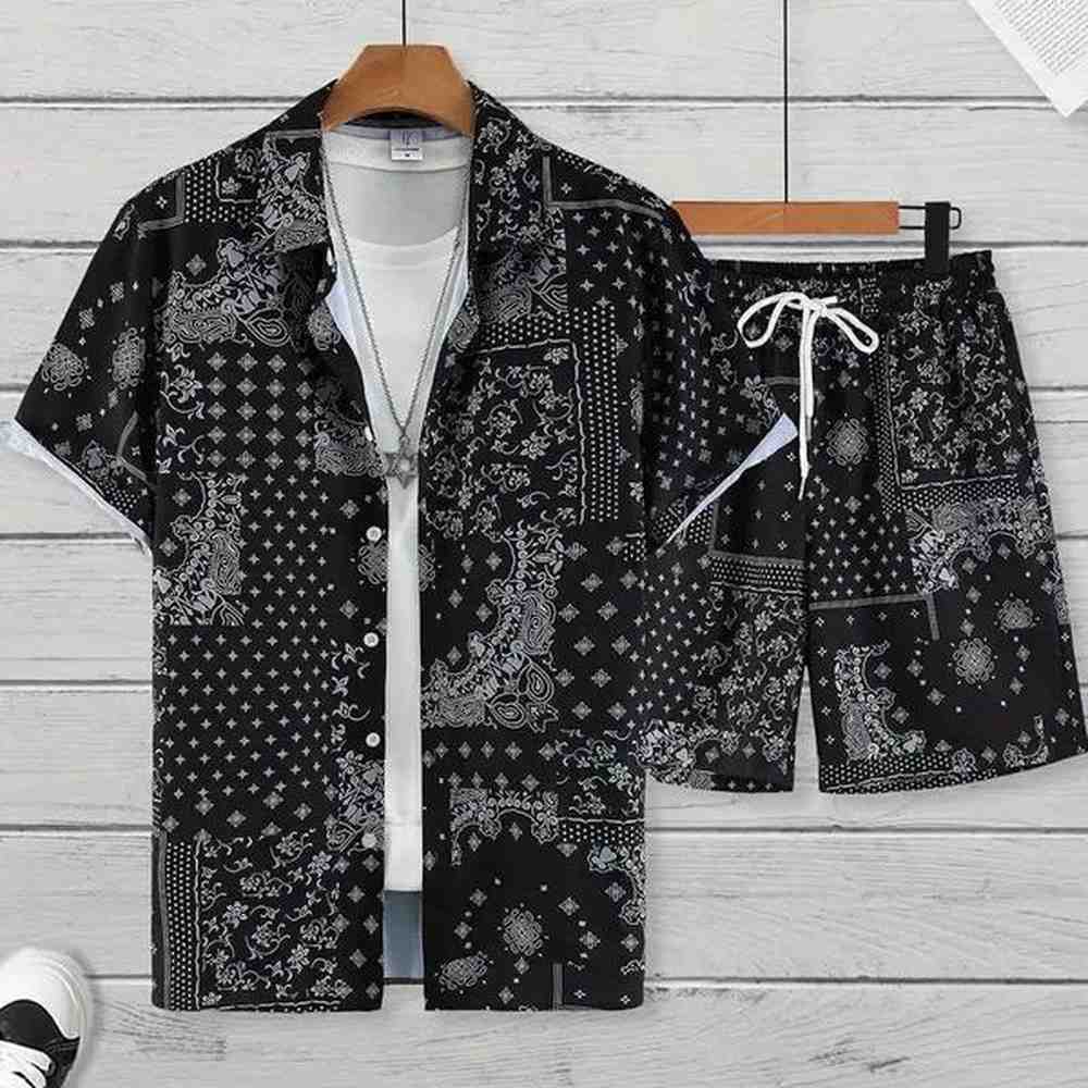 Men's Tracksuits Hawaii Beach Holiday Mens Shirt Sve Shorts Two Piece Paisley Printed Pattern Breathable Set Fashion Mens Party Set z25