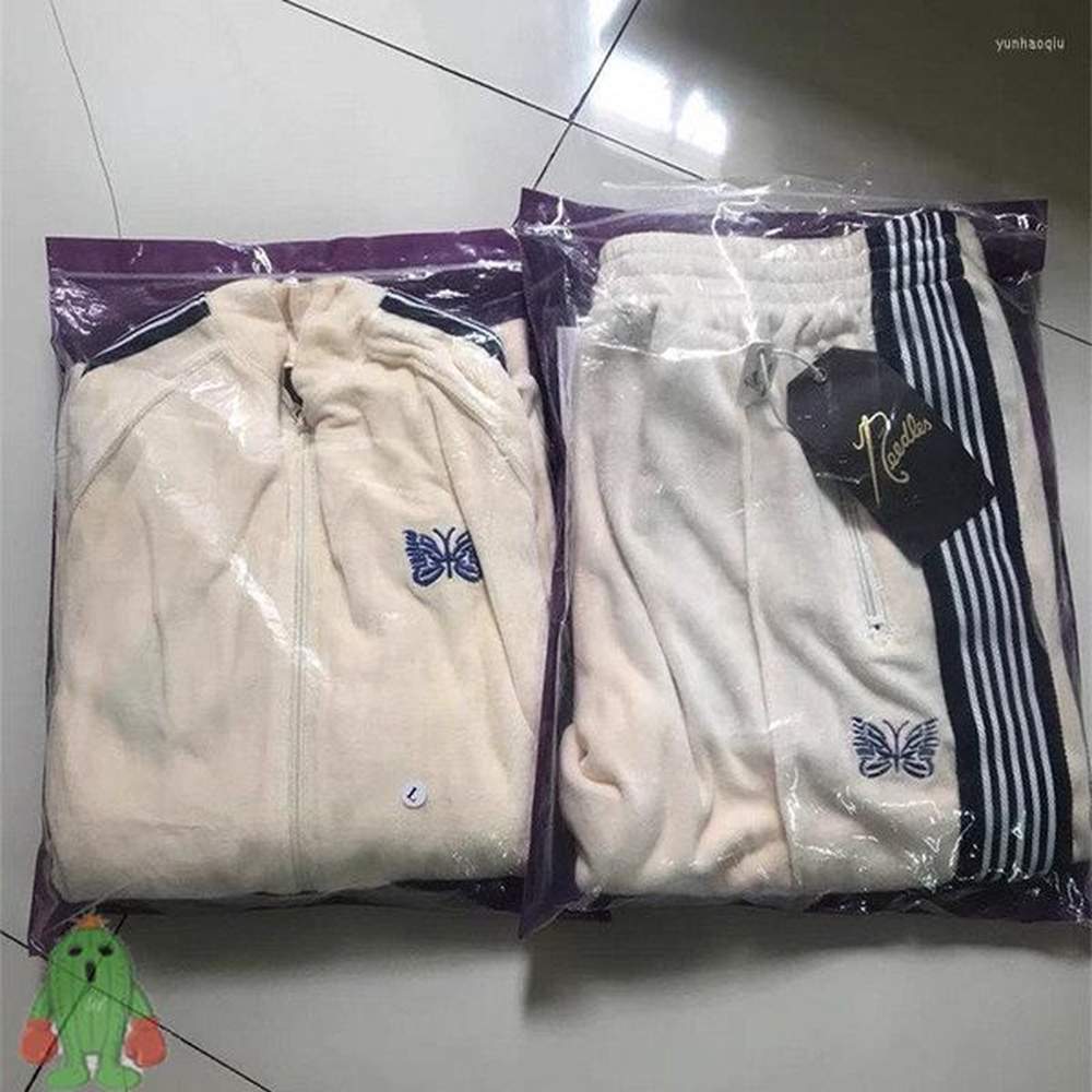 Men's Tracksuits Khaki AWGE Needles Tracksuit Embroidery Butterfly Side Webbing Set