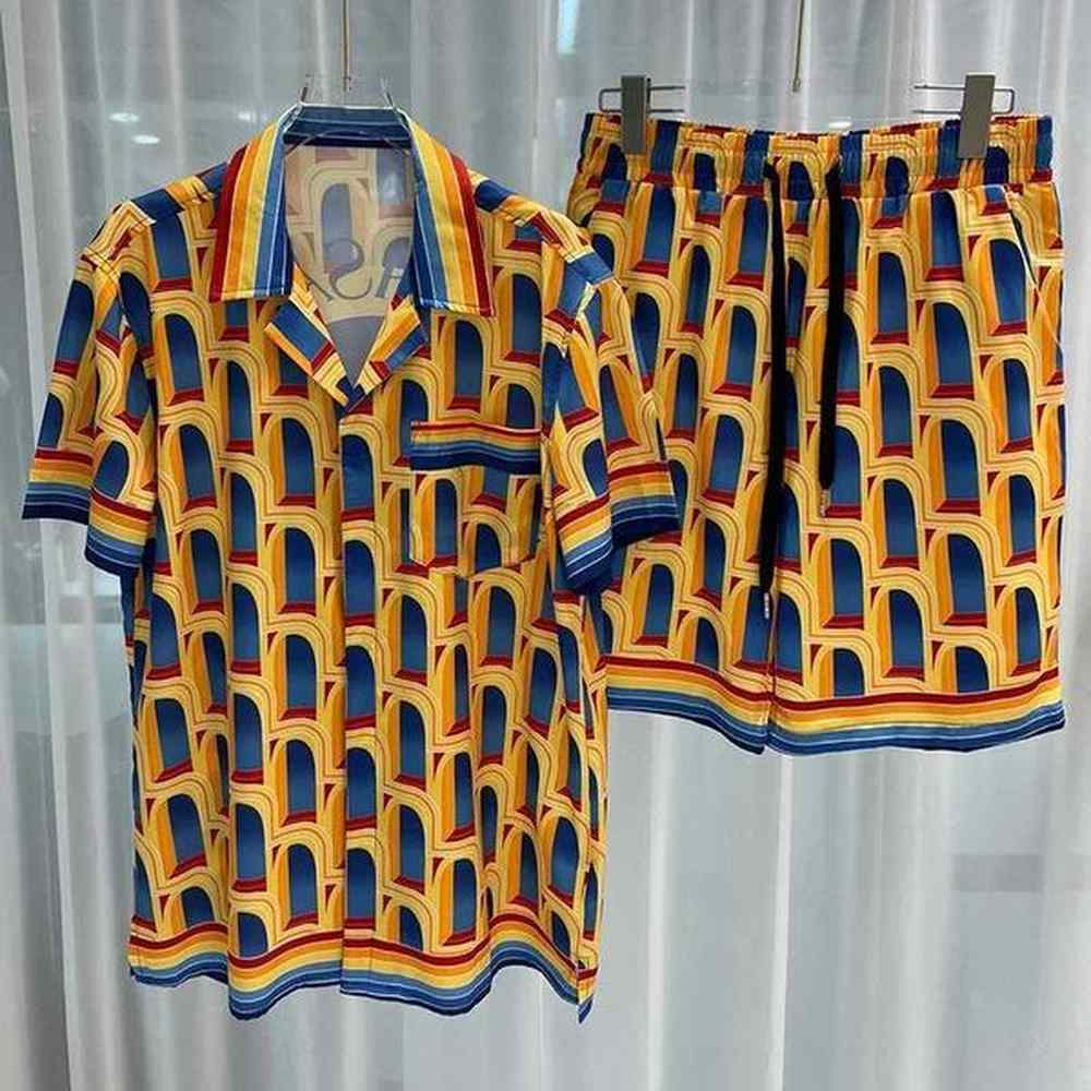 Men's Tracksuits Luxury digital printed mens two-piece fashionable shorts set high-quality summer short sleeved shirt Allen Sen Trendy