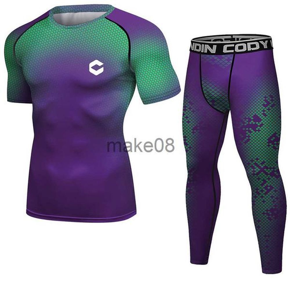 Men's Tracksuits Men Compression Tracksuit Tight Set Running Sport Quick Dry Sportswear Male Gym Fitness Training MMA Men Jogging Sport