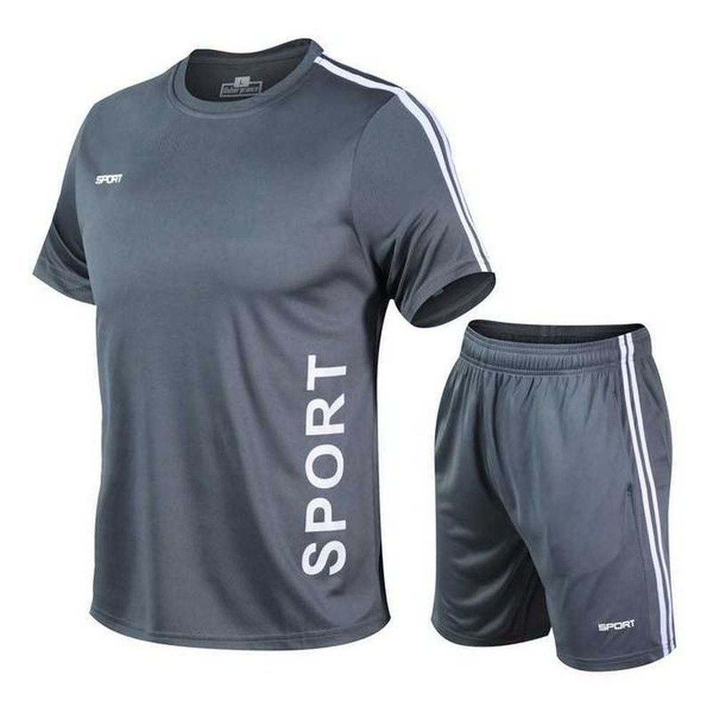 Men's Tracksuits Men Running 2023 Summer Latest Sportswear Polyester Printed T-shirt + Shorts Quick Dry Sport Suit 2-piece Outfits Jogg