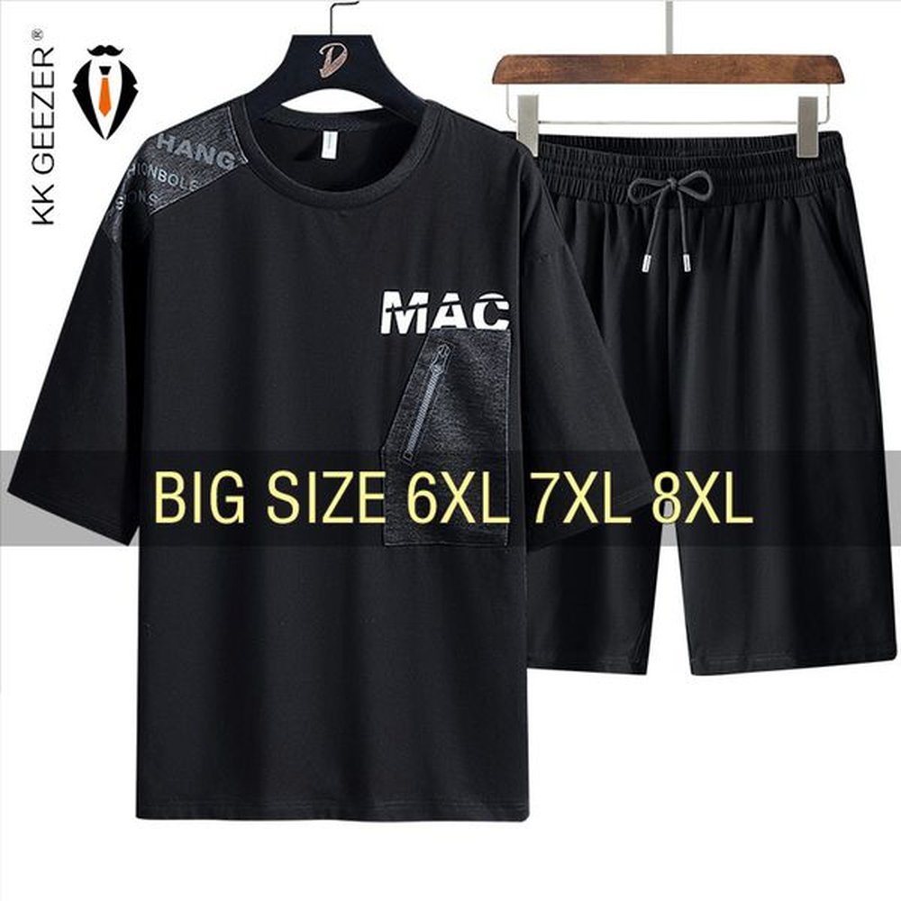 Mens Tracksuits Men T Shirt Suit Shorts Cotton Tshirt Set Oversize 6XL 7XL 8XL Plus Size Short Sleeve Black Tshirts Male Summer Fashion Loos