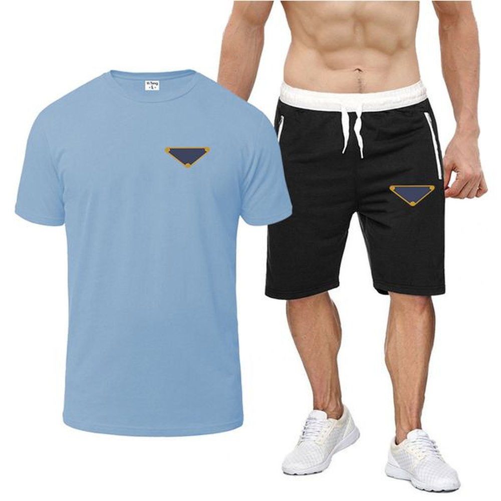 Men's Tracksuits Mens Summer Two Piece Set Casual Cotton Print T-Shirt and Shorts Sports Suit Fashion Short Slve Tracksuit H250102