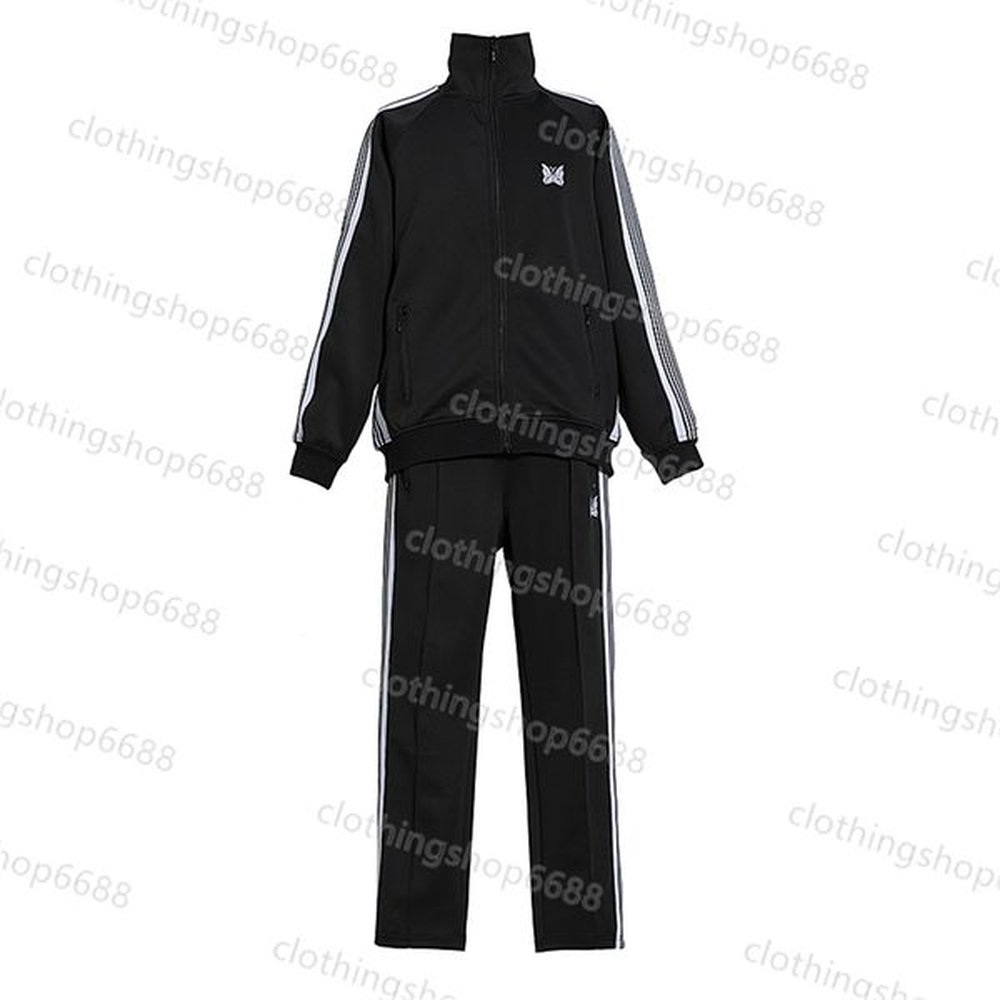 Men's tracksuits Needles track zip jacket Classic Side Stripes Zipper Butterfly Embroidery Cotton Loose Loose Sportswear Versatile Men