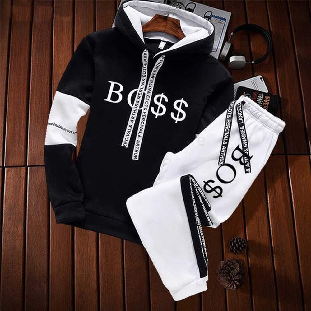 Men's Tracksuits 2023 New Autumn and Winter Men's Clothing Hoodies+Trousers Two Piece Set Letter Printing Tracksuit Sweatshirt Jog