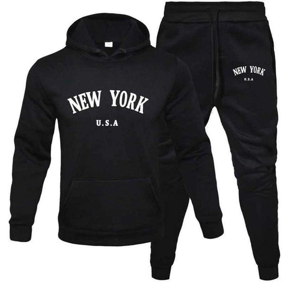 Men's Tracksuits New mens hoodie sportswear fashion Flce sportswear two-piece casual long Slve solid color hoodie jogging pants set top
