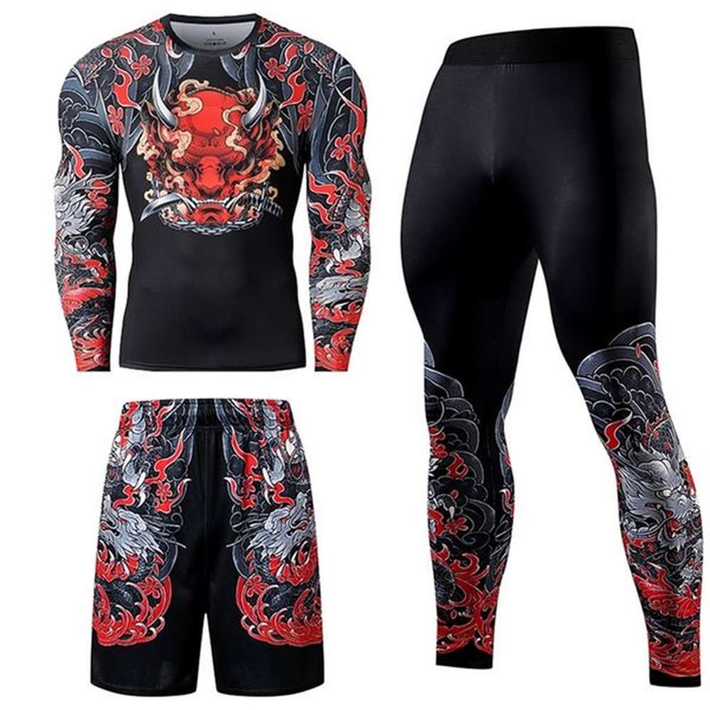 Men's Tracksuits 2/3PCS Men Tracksuit Compression Set Workout Sportswear Gym Clothing Fitness Long Sleeve Tight Top Waist Leggings Spor