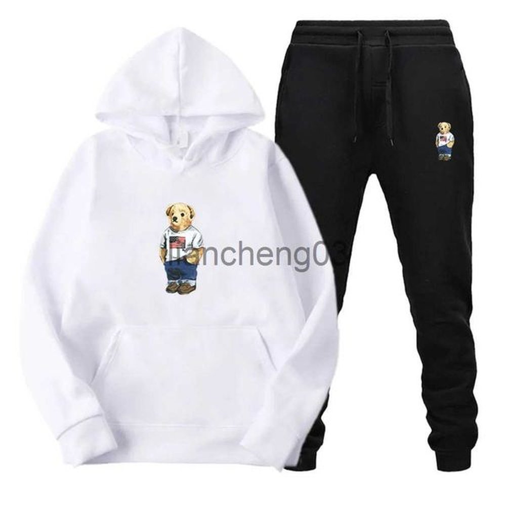 Men's Tracksuits Printed hoodie set autumn and winter new men's hoodie + trousers casual sweatshirt street top men's fashion